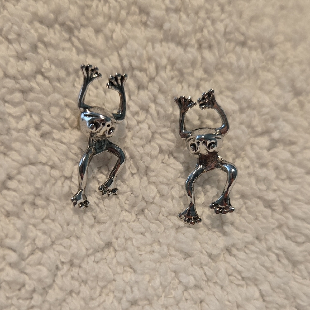 Silver Frog Earrings